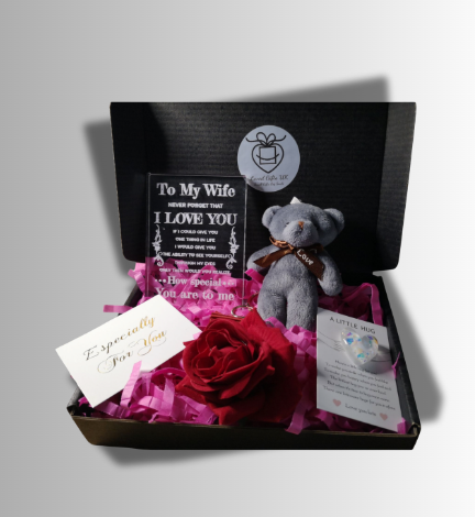For Her Keyring &  Grey Teddy Bear Box